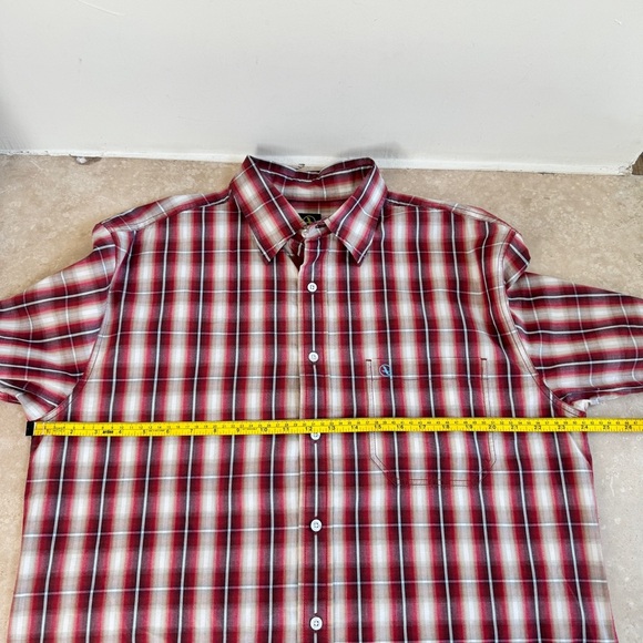 Aigle Red Plaid Collared Long Sleeve Mens Size L Button Up Casual Cotton - Picture 9 of 12